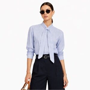 Theory Weekender Tie-Neck Button Up Long Sleeve Franklin Stripe Shirt Womens M